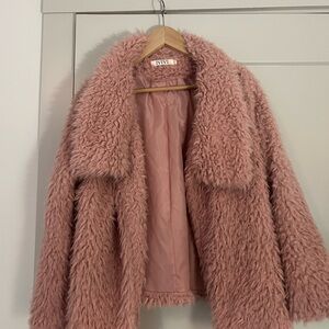 IVIVI Pink Teddy Jacket Cozy Faux Fur